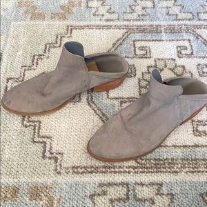 Grey leather booties